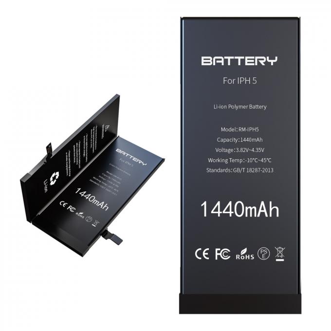 1440mAh Original Capacity Iphone 5 Battery Replacement Black Color 1 Year Warranty